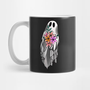 Cute Ghost with Flowers Mug